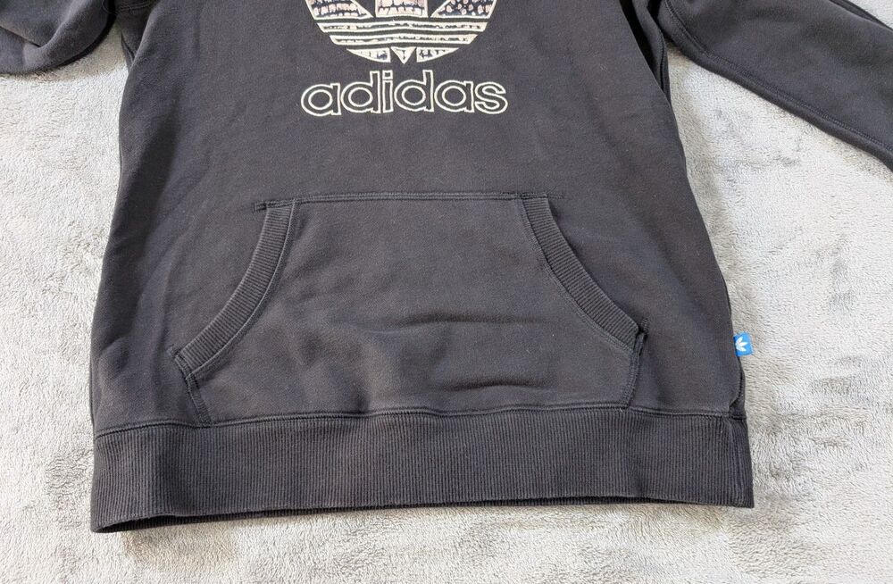 Adidas Hoodie Womens M Black Pullover Sweatshirt Gold Logo - Picture 7 of 10